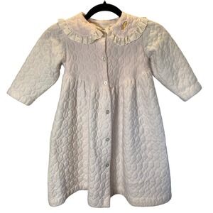 Vintage Classic Pooh Quilted‎ Nightgown Girls 4T Striped Eyelet Disney Cottage
